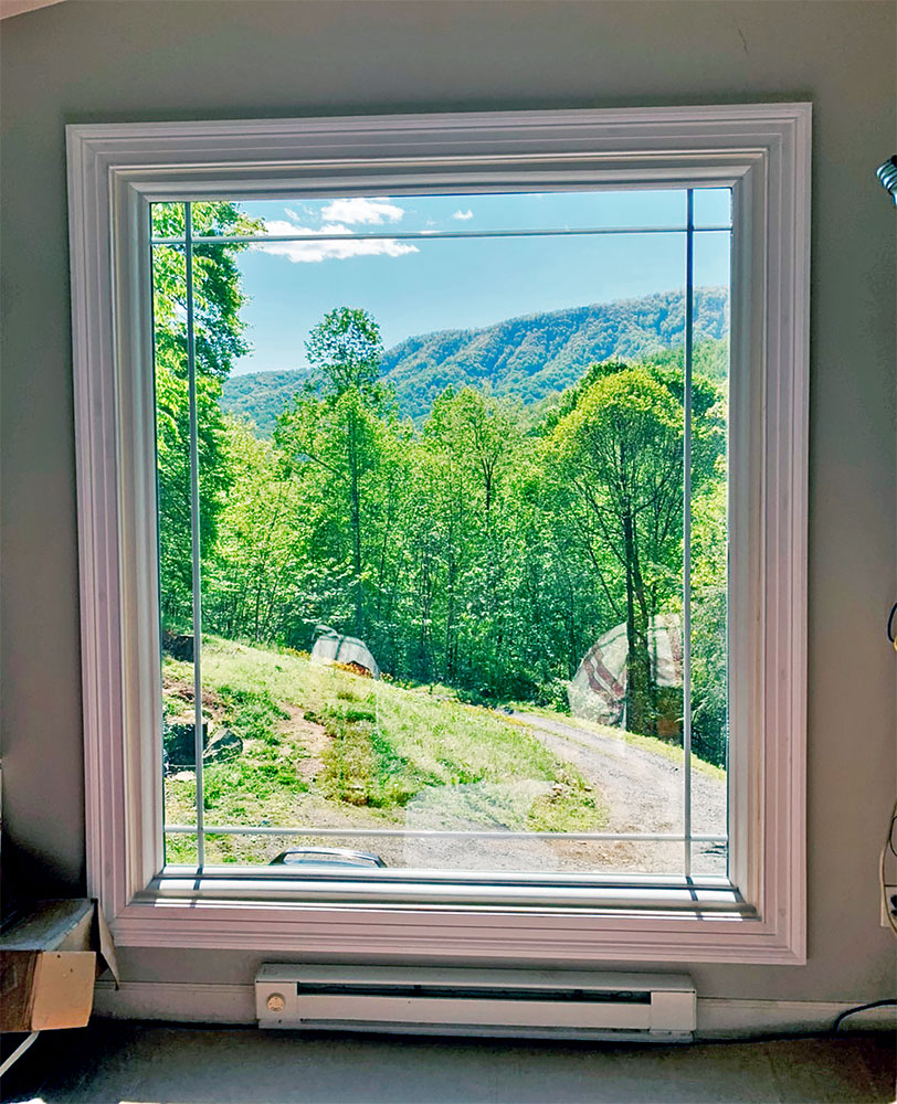 Large picture window with prairie grille