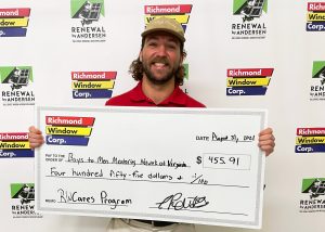 Richmond Window Corporation donation to Boys to Men Mentoring