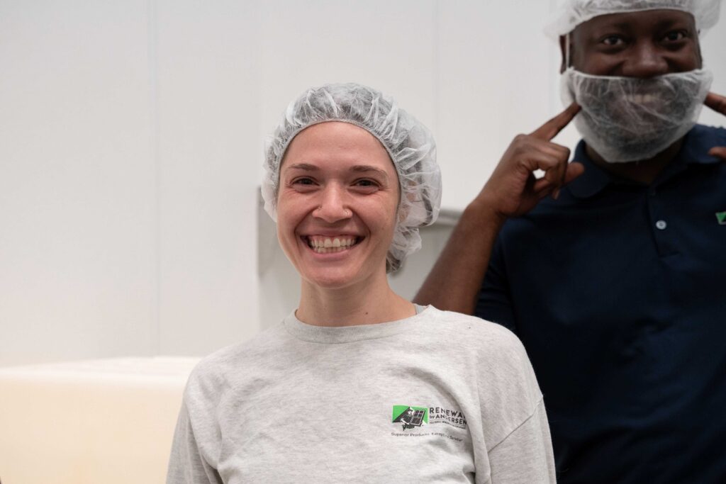 Staff smiling after volunteering with the Renewal Cares program